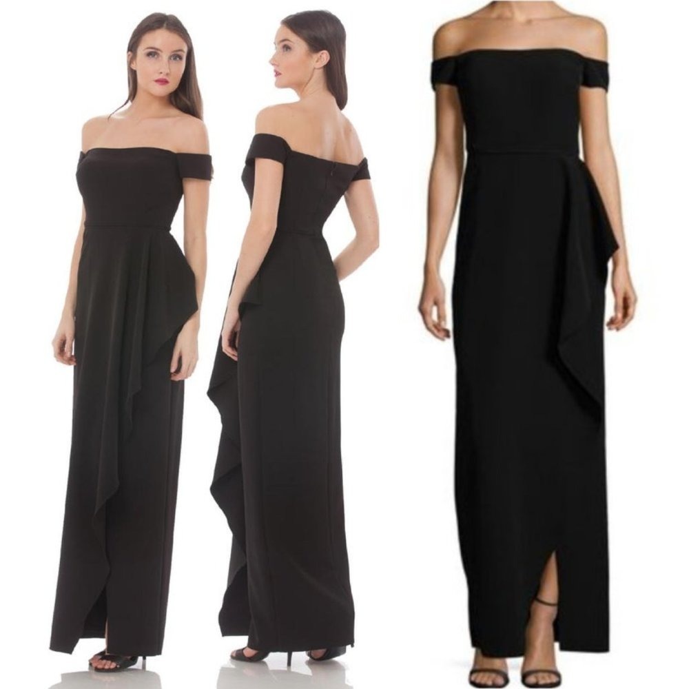 Elegant Black Long Gown XS 2 Romantic Goth JS COLLECTIONS Off Shoulder NEW